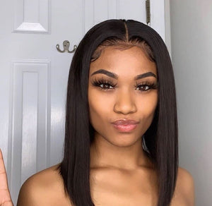 YW - 14 Inches Mid Bob Wig, 100% Raw Virgin Peruvian Hair