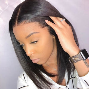 YW - 14 Inches Mid Bob Wig, 100% Raw Virgin Peruvian Hair