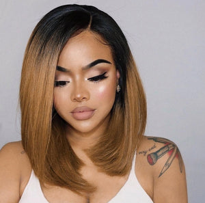 YW - 14 Inches Mid Bob Wig, 100% Raw Virgin Peruvian Hair