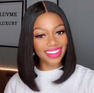 YW - Cambodian 12 ich Bob Cut Wig, 100% Raw Virgin Peruvian Hair.