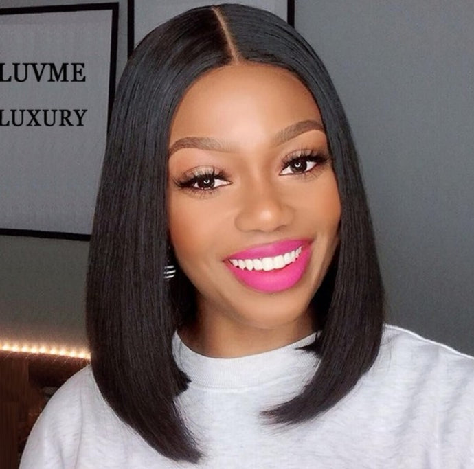 YW - Cambodian 12 ich Bob Cut Wig, 100% Raw Virgin Peruvian Hair.