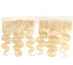 YW - Blonde Swiss Lace 13X4 Ear to Ear Frontal, 100% Brazilian wavy Virgin Human Hair