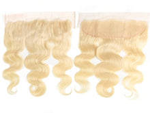 Load image into Gallery viewer, YW - Blonde Swiss Lace 13X4 Ear to Ear Frontal, 100% Brazilian wavy Virgin Human Hair